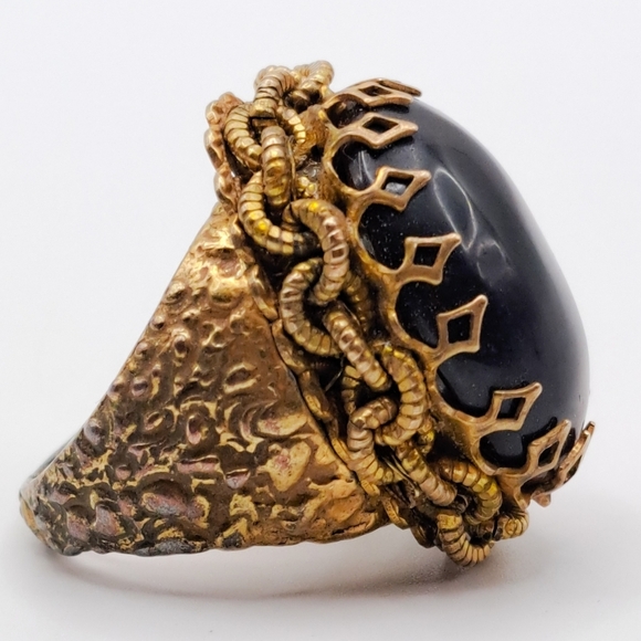 Vintage Miriam Haskell Tigers Eye Cocktail Ring - Picture 4 of 8